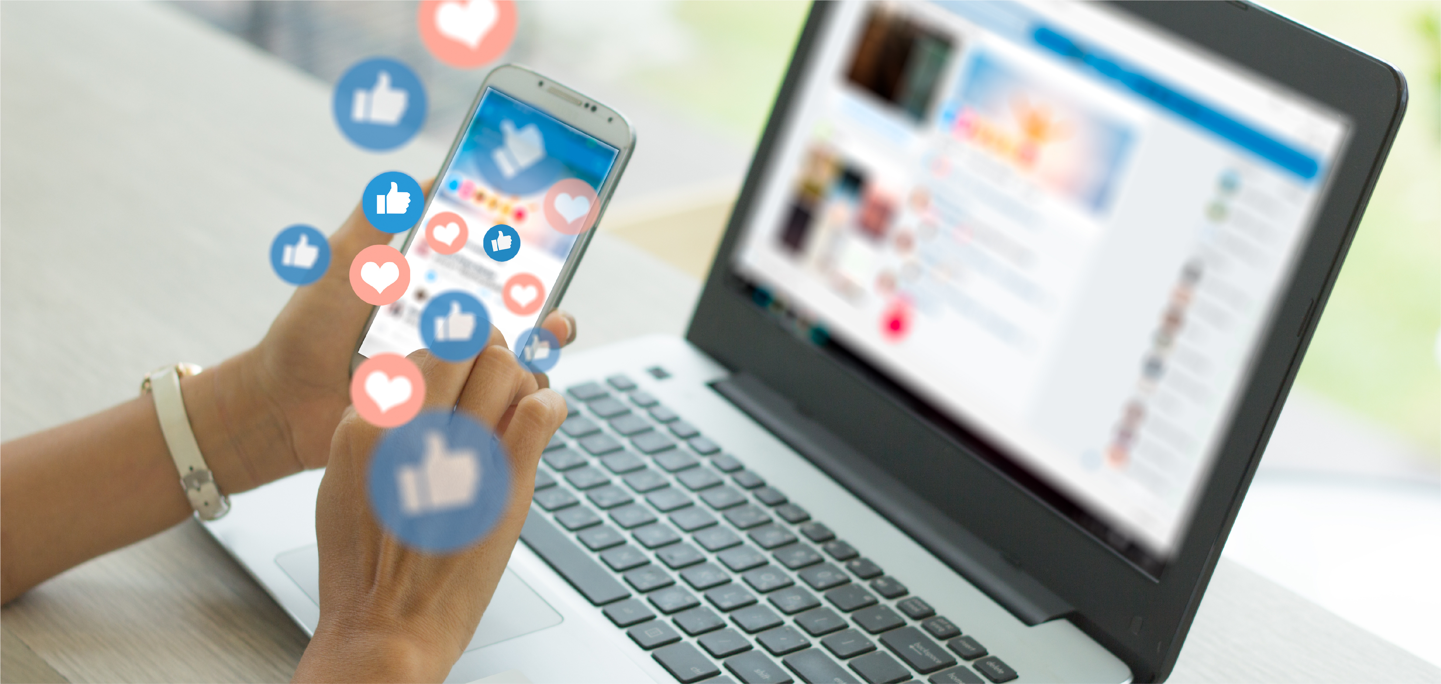 social media on different devices